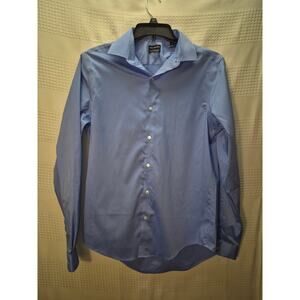 Van Heusen blue button up dress shirt mens size med stretchy slim fit 7185